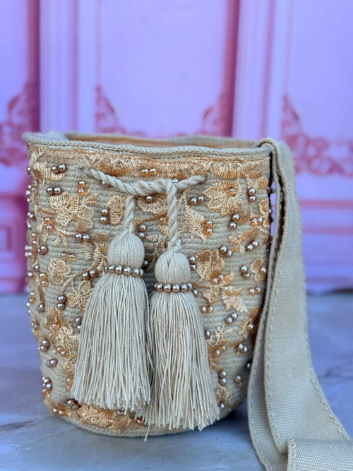 Mochila Chispas Brillantes Moño Gris